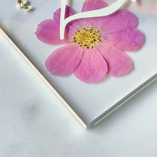 Load image into Gallery viewer, silver pressed flower table number closeup

