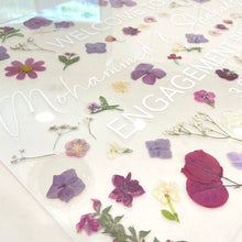 Load image into Gallery viewer, pressed flower acrylic engagement sign close-up
